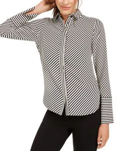 Anne Klein Printed Slit-Cuff Blouse