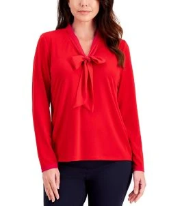 Charter Club Women's Tie Neck Top, Created For Macy's