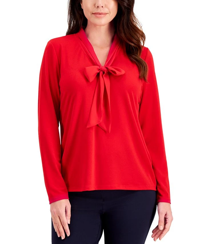 Charter Club Women's Tie Neck Top, Created For Macy's