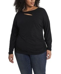 Vince Camuto Women's Plus Size Sparkle Jersey Cutout Top