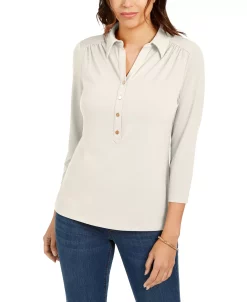 Charter Club Women's Knit Polo Shirt, Created For Macy's