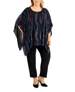 Kasper Plus Size Velvet Burnout Top