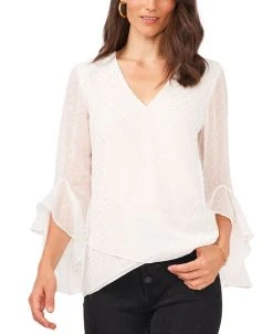 Vince Camuto Lip-Dot Bell-Sleeve Top