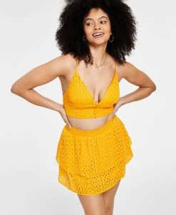 Bar III Women's Eyelet Crop Top, Created For Macy's