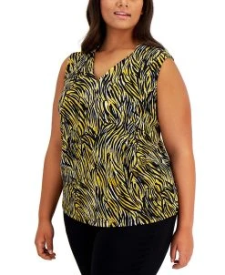Kasper Plus Size Printed Sleeveless Top