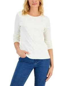 Charter Club Pima Cotton Long-Sleeve Top, Created For Macy's