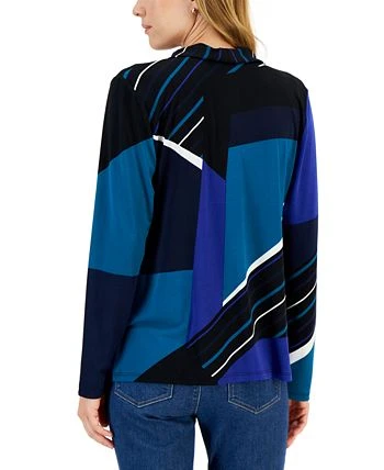 Charter Club Olorblock Tie Neck Blouse, Created For Macy's - Image 2