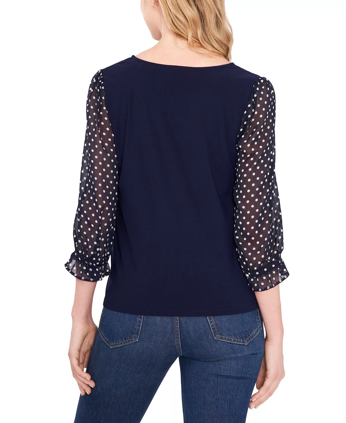 CeCe V-neck Polka Dot Sleeve Top - Image 2