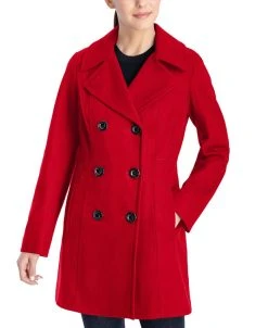Anne Klein Women's Double-Breasted Peacoat, Created For Macy's
