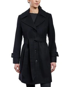 Anne Klein Women's Belted Peacoat, Created For Macy's