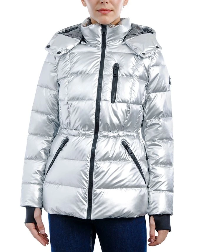 Michael Kors Women's Hooded Metallic Puffer Coat