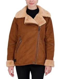 Steve Madden Juniors' Faux-Shearling Coat, Created For Macy's