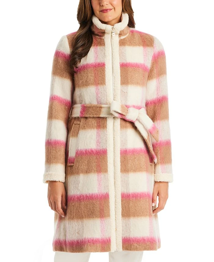 Kate Spade New York Women's Belted Plaid Coat