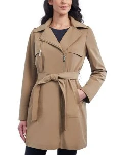 Michael Kors Women's Asymmetric Hooded Raincoat, Created For Macy's