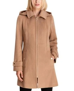 Michael Kors Women's Hooded Notched-Collar Coat