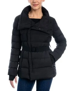 Michael Kors Women's Asymmetric Belted Packable Down Puffer Coat