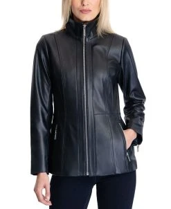 Michael Kors Women's Leather Coat, Created For Macy's