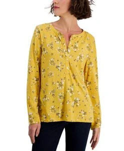 Style & Co Women's Buttoned Long Sleeve Top, Created For Macy's