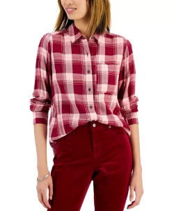 Style & Co Women's Plaid Shirt, Created For Macy's