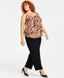Bar III Plus Size Animal-Print Scoop-Neck Camisole, Created For Macy's