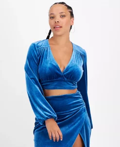 Bar III Women's Cropped Velvet Top, Created For Macy's