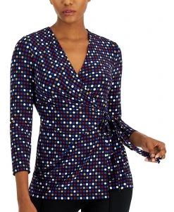 Anne Klein Printed Tie-Waist Top