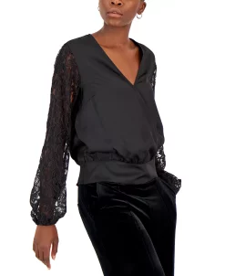 INC International Concepts Women's Lace-Sleeve Blouse, Created For Macy's