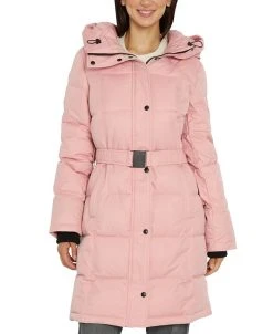 Sam Edelman Women's Belted Hooded Puffer Coat