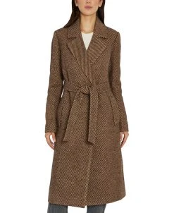 Sam Edelman Women's Belted Tweed Wrap Coat