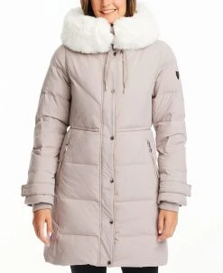 Vince Camuto Women's Faux-Fur-Collar Hooded Puffer Coat