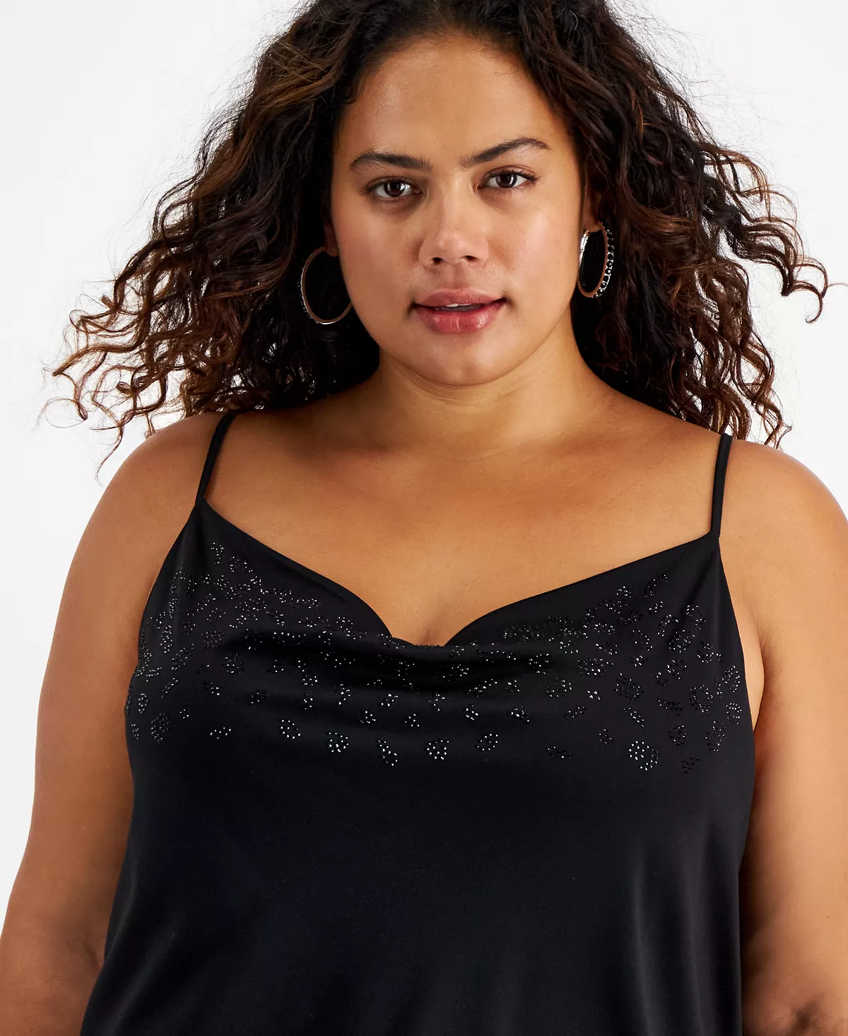 Bar III Plus Size Embellished Drape-Neck Camisole Top, Created For Macy's - Image 3