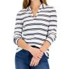Charter Club Women's Striped Johnny-Collar Top, Created For Macy's