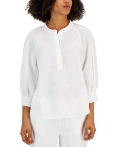 Charter Club Women's Linen 3/4-Sleeve Top, Created For Macy's