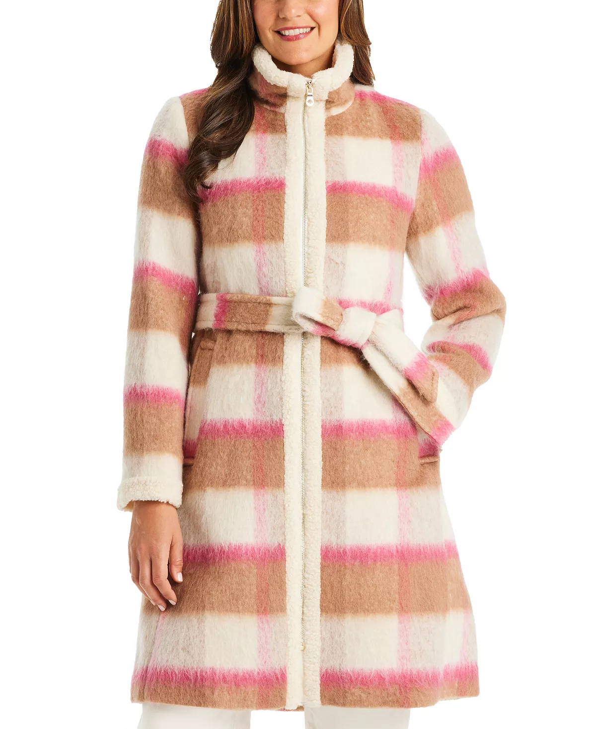 Kate Spade New York Women's Belted Plaid Coat - Image 5