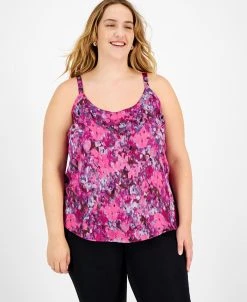 Bar III Plus Size Blurred Print Scoop-Neck Camisole, Created For Macy's