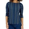 Charter Club Women's Floral Boat-Neck 3/4-Sleeve Top, Created For Macy's