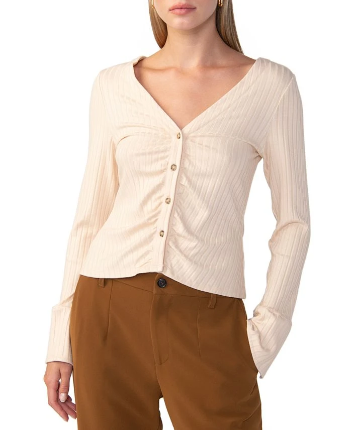 Sanctuary Women's Wide Cuff V-Neck Knit Blouse