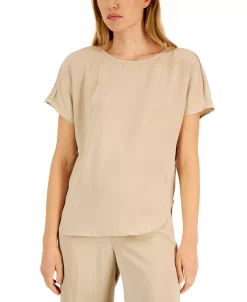 Anne Klein Women's Satin Montreal Bateau-Neck Blouse