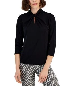 Anne Klein Women's Twist-Neck 3/4-Sleeve Top