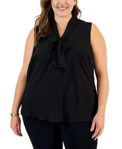 Kasper Plus Size Bow Top