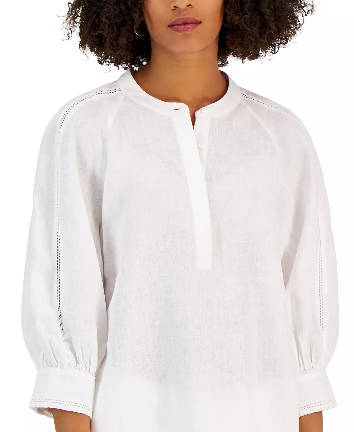 Charter Club Women's Linen 3/4-Sleeve Top, Created For Macy's - Image 3
