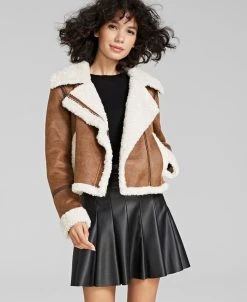 Sam Edelman Women's Faux-Shearling Moto Coat