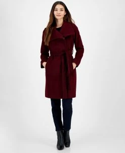 Michael Kors Women's Asymmetric Belted Wrap Coat, Created For Macy's