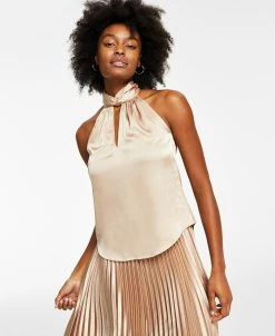 Anne Klein Matte Satin Twist-Neck Halter Top