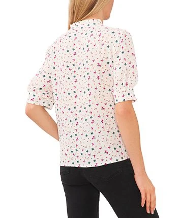 CeCe Women's Floral-Print Puff-Sleeve Tie-Neck Top - Image 2
