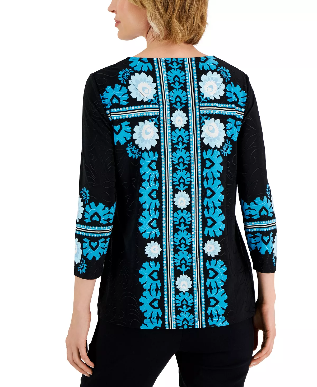 JM Collection Women's Gardenia Mosaico Printed Jacquard Top, Created For Macy's - Image 4