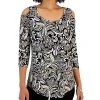 JM Collection Women's Batik Dance Printed Cold-Shoulder Top, Created For Macy's