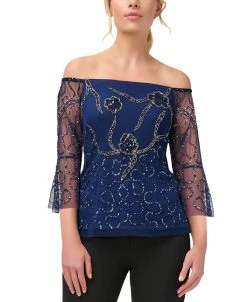 Adrianna Papell Women's Off-The-Shoulder Embellished Blouse