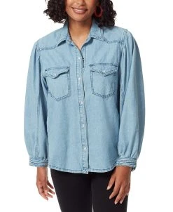 Sam Edelman Women's Farah Puff-Sleeve Denim Shirt