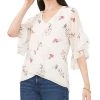 Vince Camuto Women's Printed Ruffled-Sleeve Overlap Top